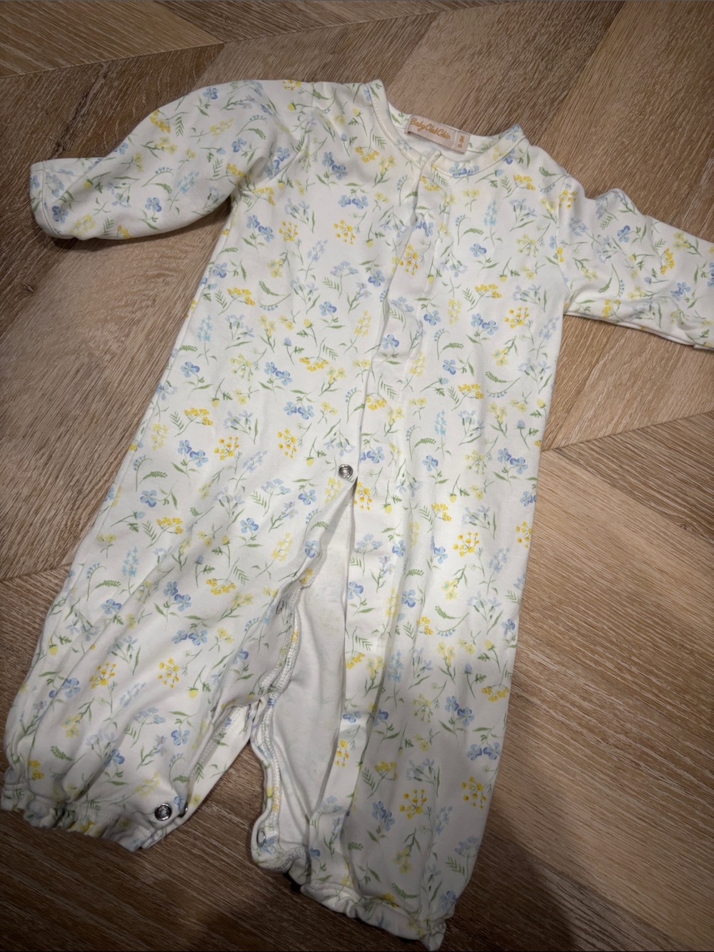 Unbranded Cream Floral Sleep Sack Romper with Snap Closures
